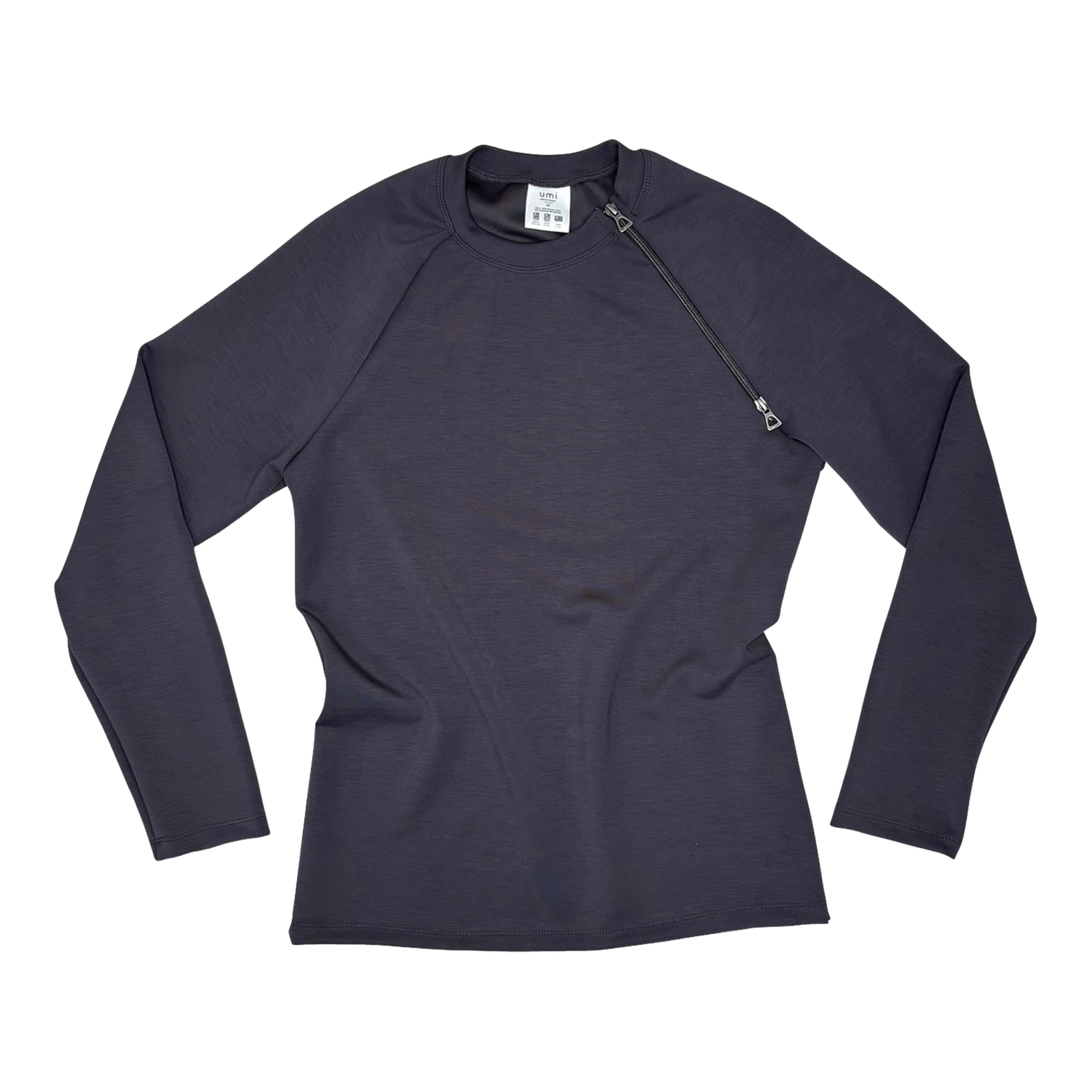 long sleeve gunmetal zipper chest access shirt