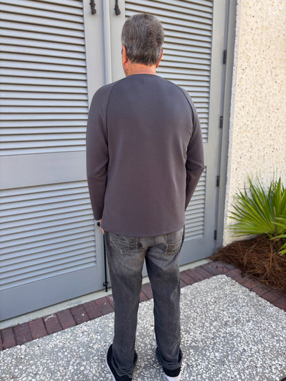 long sleeve gunmetal zipper chest access shirt