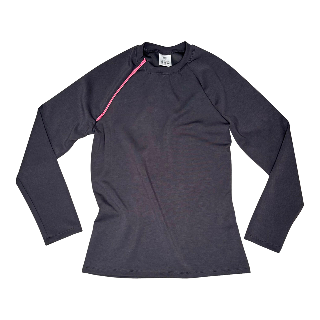 long sleeve pop of pink zipper chest access shirt