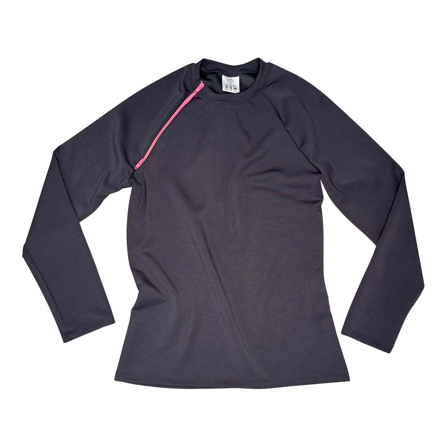 long sleeve pop of pink zipper chest access shirt