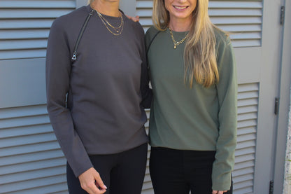 long sleeve gunmetal zipper chest access shirt