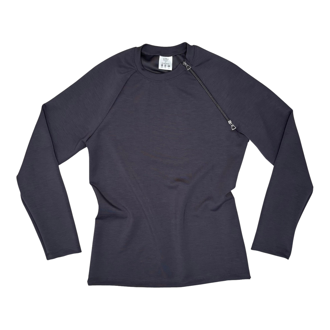 long sleeve gunmetal zipper chest access shirt